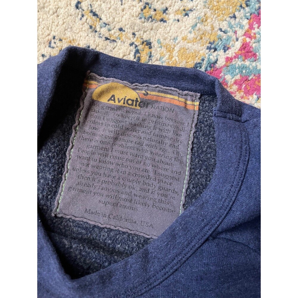 Aviator Nation "Never Stop Chasing Rainbows" Navy Blue Crewneck Sweatshirt - Picture 2 of 2